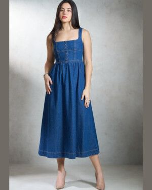 Cute Denim Flared Dress