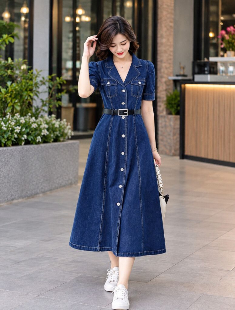 Korean Style Denim Dress
