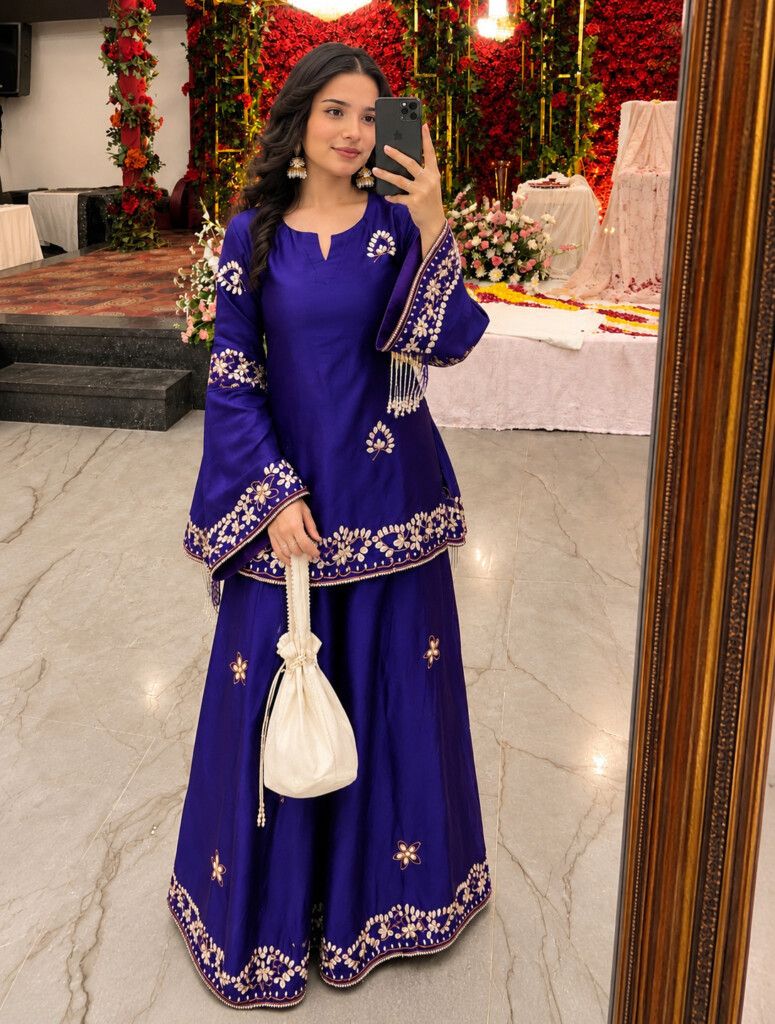 Embroidered Kurti Palazzo Suit