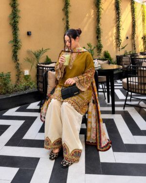 Festive Wear Kurti Palazzo Suit