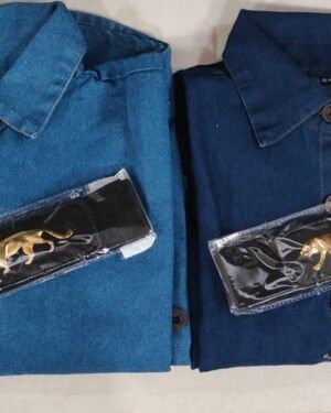 Trendy Denim Shirt Dress with Belt